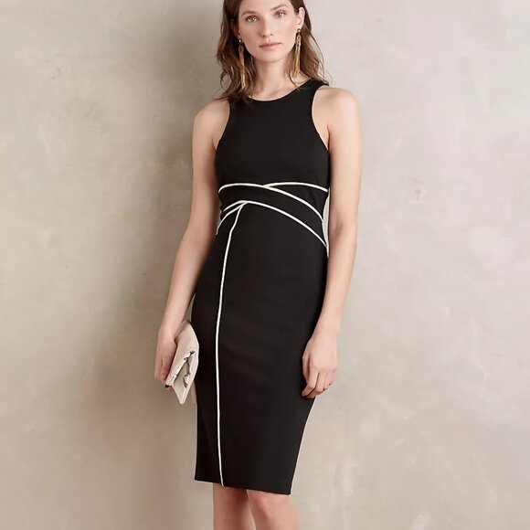 Anthropologie Maeve Cavatina Sheath Dress Black & White Size 8 NWT - Picture 1 of 11
